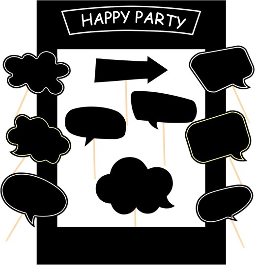 18 Pc Black Chalkboard Photo Booth Props – DIY Party Photo Frames